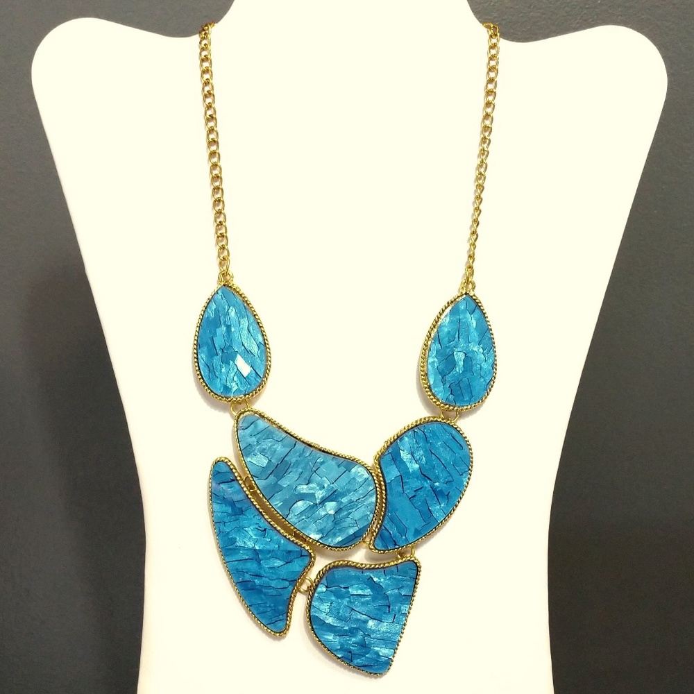 Blue panel statement necklace